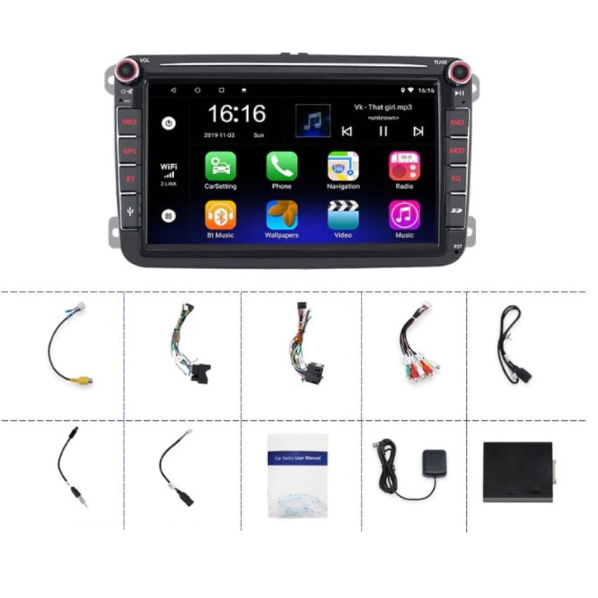 Mp5 player auto, navigatie, radio multimedia VW cu Mirroring Android/iOS, hărți offline, control pe volan, bluetooth 5.0 - BUZ.RO