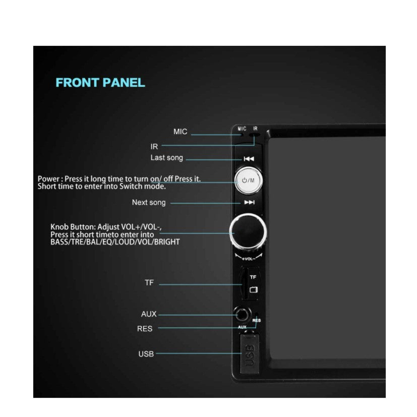 Navigatie, mp5 7010b, 7 inch, cu rama dedicata, neagra, citroen c2, c3, peugeot 207,307, fiat scudo