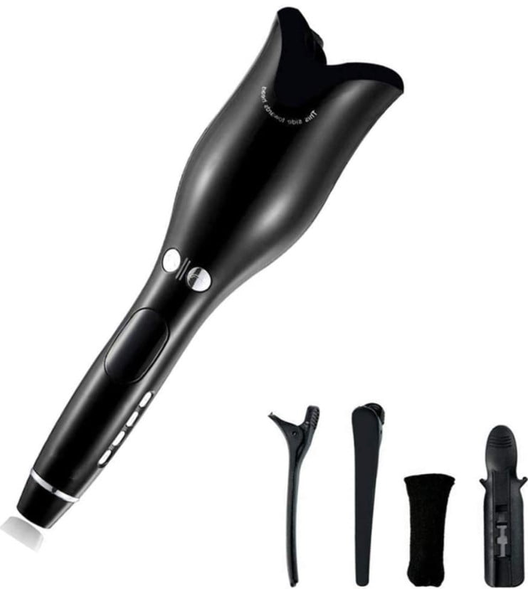 Ondulator Păr Automat cu Înveliș Ceramic – Temperatură Reglabilă și Rotire Bidirecțională, Negru
