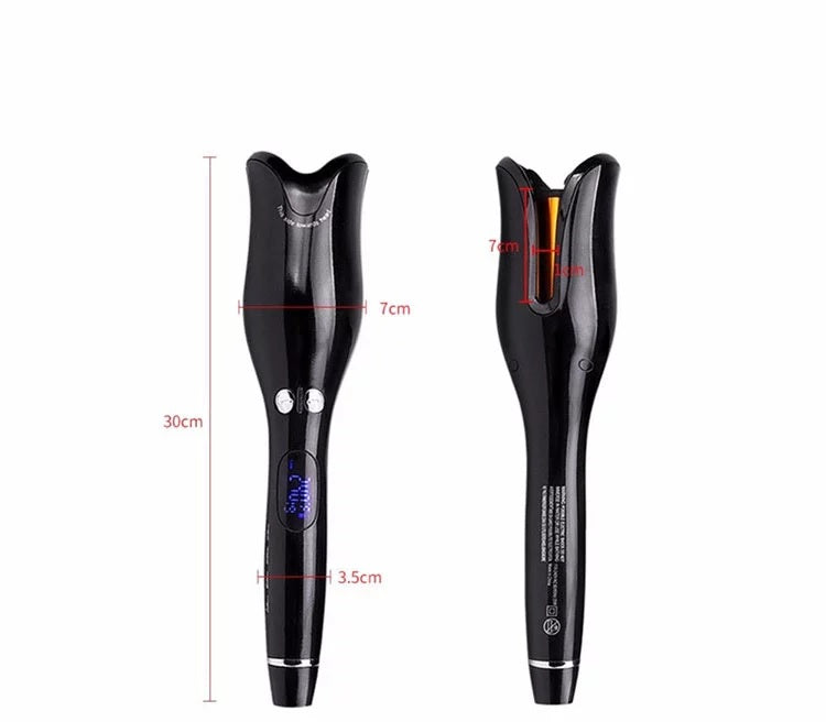 Ondulator Păr Automat cu Înveliș Ceramic – Temperatură Reglabilă și Rotire Bidirecțională, Negru