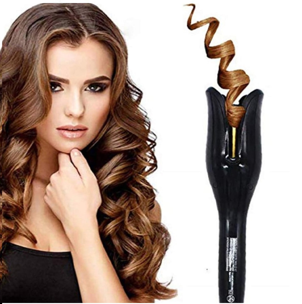Ondulator Păr Automat cu Înveliș Ceramic – Temperatură Reglabilă și Rotire Bidirecțională, Negru