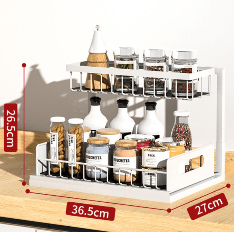 Organizator dulap, suport metalic, pentru bucatarie, baie, alb - BUZ.RO