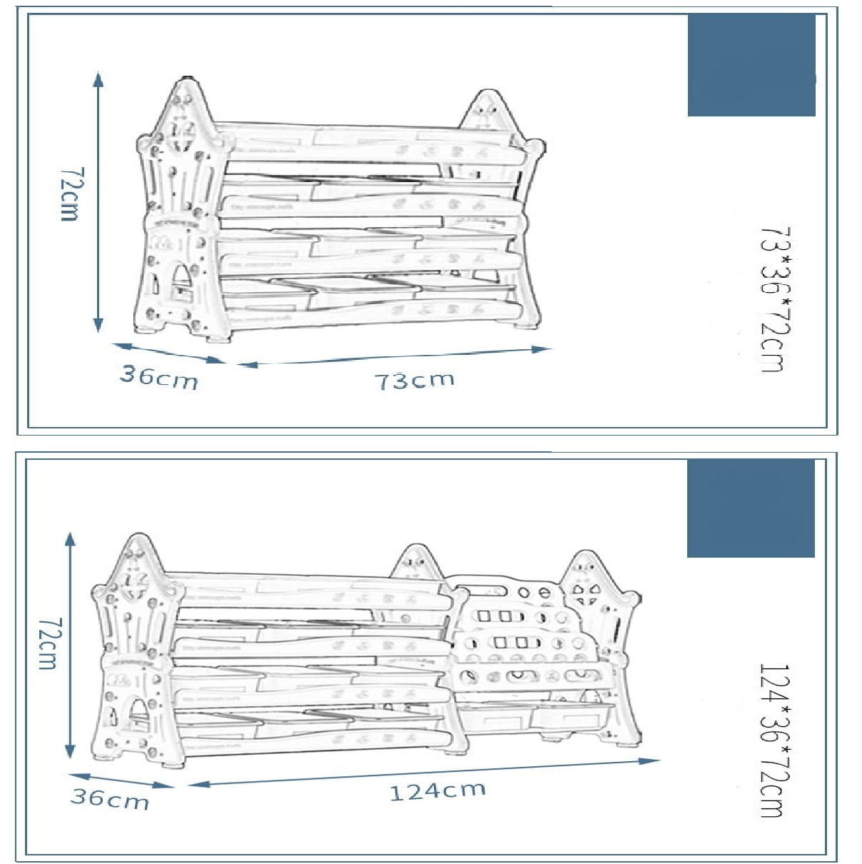 Organizator pentru jucarii si carti, cu 4 rafturi si 14 cosulete depozitare, cos baschet, ABS, 124cmx36cmx72cm
