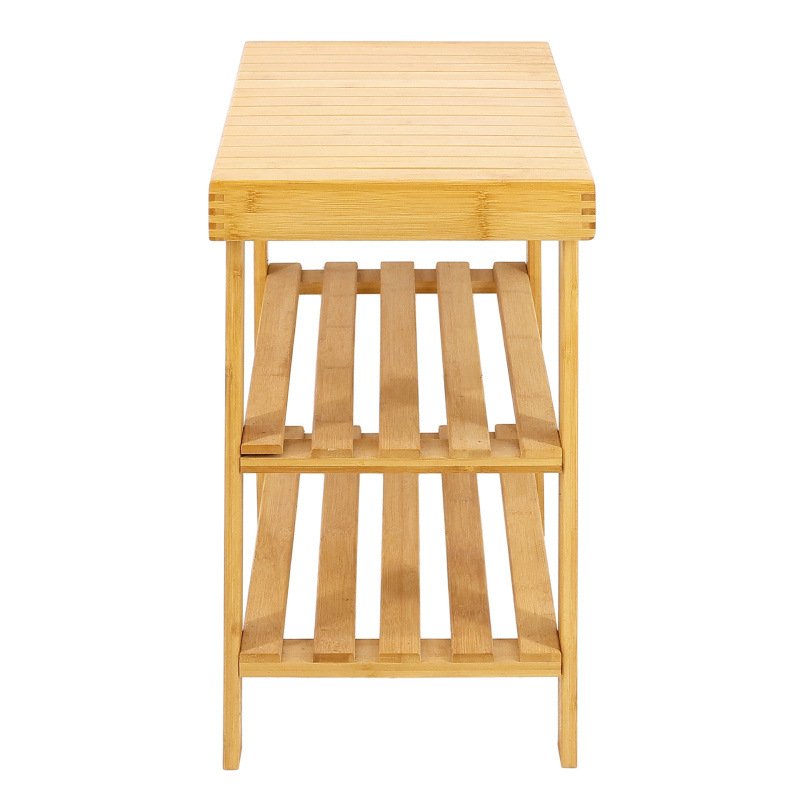 Pantofar, tip banca, pantofar cu sezut, pantofar bancuta, incaltaminte, din bambus, 70x28x48 cm, crem