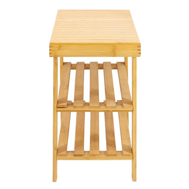 Pantofar, tip banca, pantofar cu sezut, pantofar bancuta, incaltaminte, din bambus, 70x28x48 cm, crem - BUZ.RO