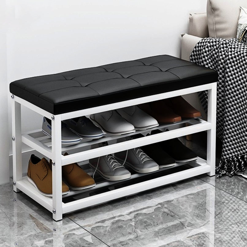 Pantofar, tip bancuta, cadru rezistent, din metal, cu rafturi pentru incaltaminte, 70x45x30 cm, negru