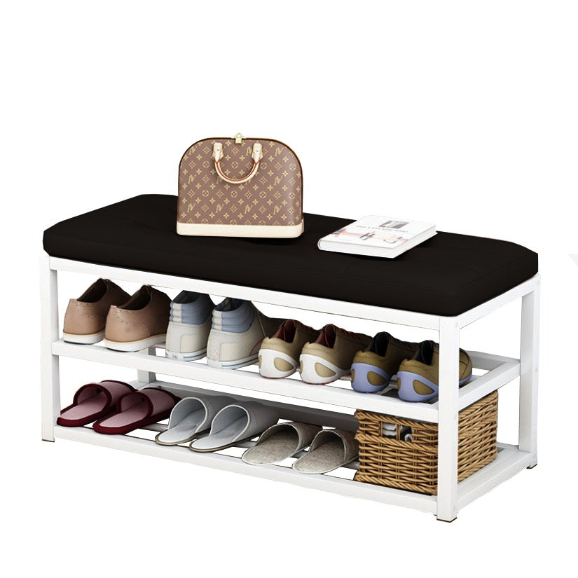 Pantofar, tip bancuta, cadru rezistent, din metal, cu rafturi pentru incaltaminte, 70x45x30 cm, negru