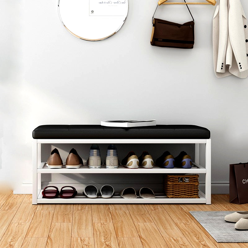 Pantofar, tip bancuta, cadru rezistent, din metal, cu rafturi pentru incaltaminte, 70x45x30 cm, negru