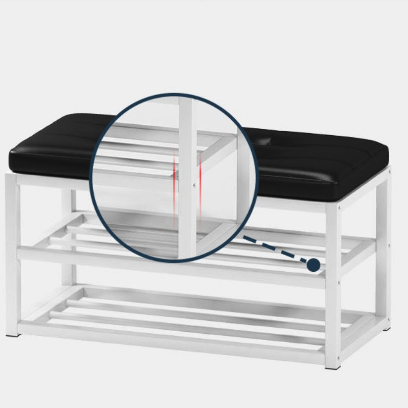 Pantofar, tip bancuta, cadru rezistent, din metal, cu rafturi pentru incaltaminte, 70x45x30 cm, negru