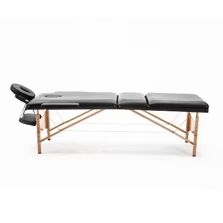 Pat masaj / pat cosmetica, portabil, inaltime reglabila 62 - 89 cm, cu 2 cotiere, maxim 250 kg, piele ecologica - BUZ.RO