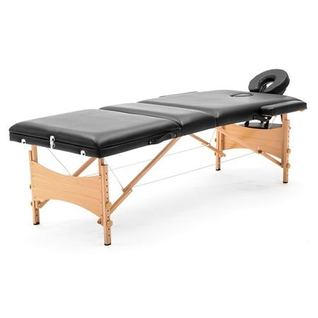 Pat masaj / pat cosmetica, portabil, inaltime reglabila 62 - 89 cm, cu 2 cotiere, maxim 250 kg, piele ecologica - BUZ.RO