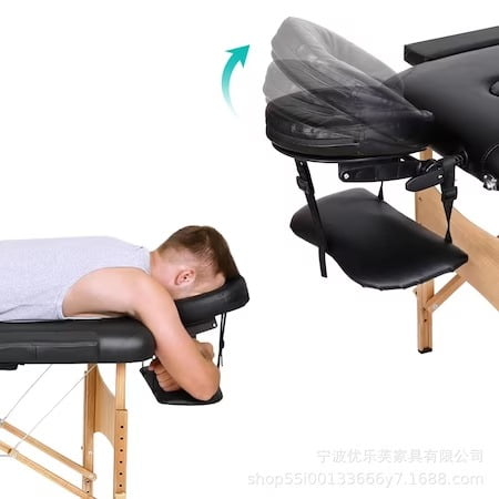 Pat masaj / pat cosmetica, portabil, inaltime reglabila 62-89 cm, cu 2 cotiere, maxim 250 kg, piele ecologica