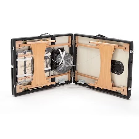 Pat masaj / pat cosmetica, portabil, inaltime reglabila 62-89 cm, cu 2 cotiere, maxim 250 kg, piele ecologica