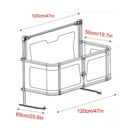 Patut pentru bebelusi 3in1 multifunctional, adaptabil pentru pat, culoare gri,  120x65x70cm LEXI