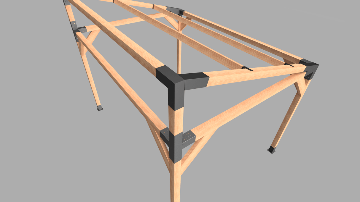 Pavilion de gradina, garaj, pergola din lemn rindeluit + imbinari de fier, 3x4 m - BUZ.RO