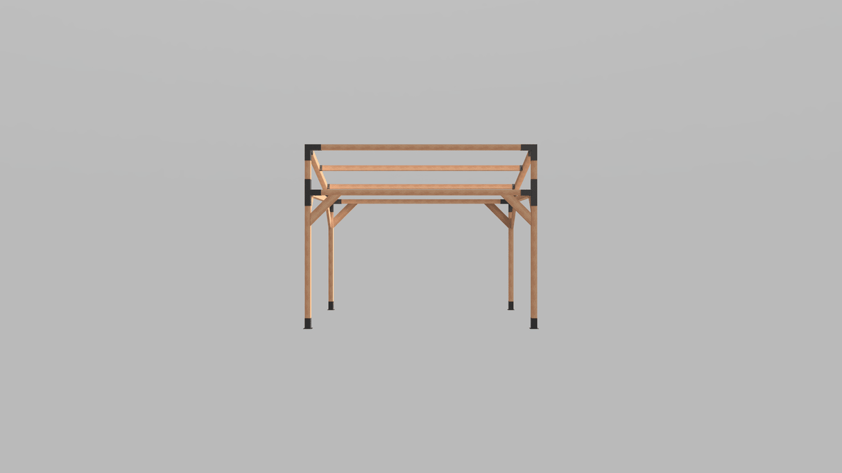 Pavilion de gradina, garaj, pergola din lemn rindeluit + imbinari de fier, 3x4 m - BUZ.RO