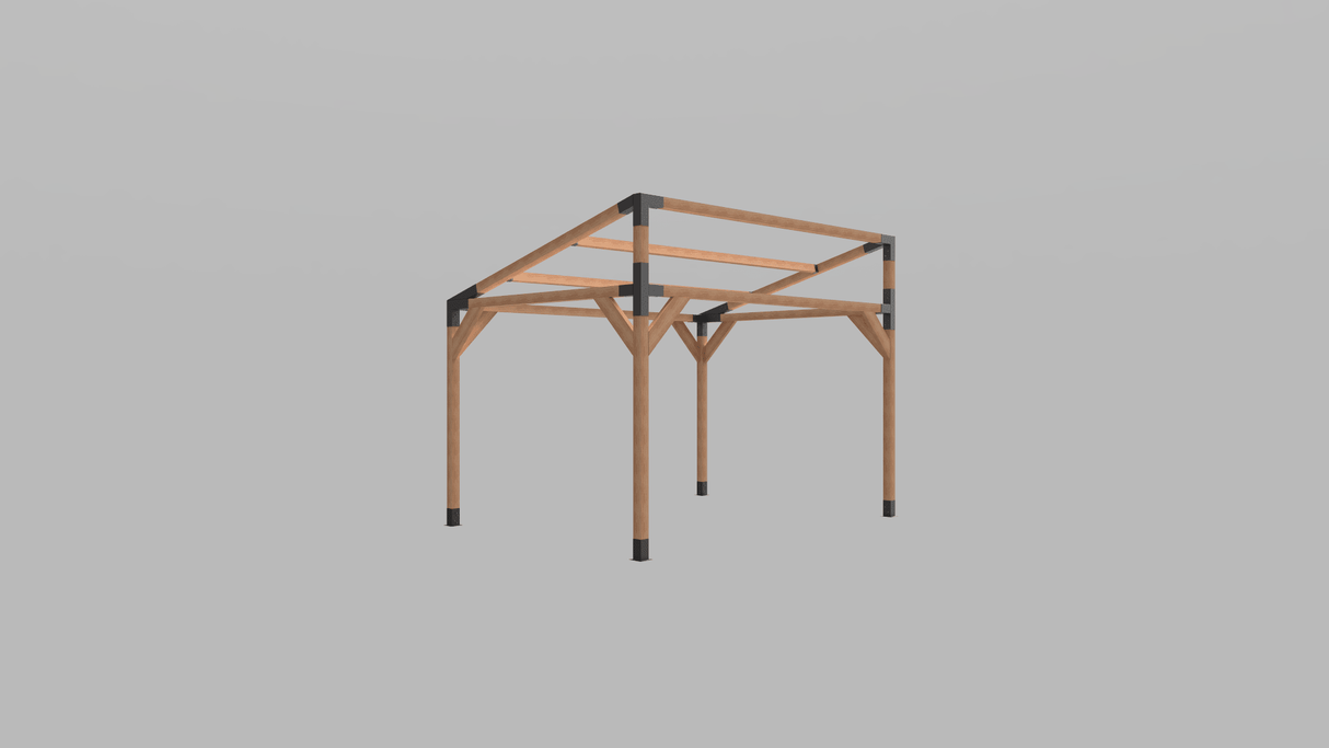 Pavilion de gradina, garaj, pergola din lemn rindeluit + imbinari de fier, 3x4 m - BUZ.RO