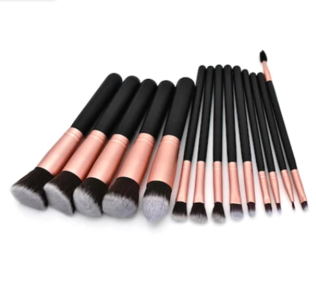 Pensule Machiaj Profesionale – 14 Piese pentru Față, Ochi și Buze, Peri Moi, Ergonomice