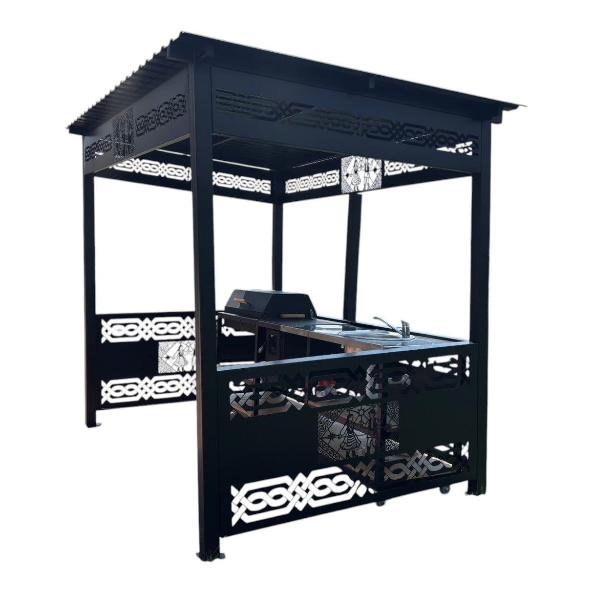 Pergola| foisor| Ansamblu de gatit modular|bucatarie de gradina| gratar gardina carbuni| plita| sobita| blat inox| chiuveta - BUZ.RO