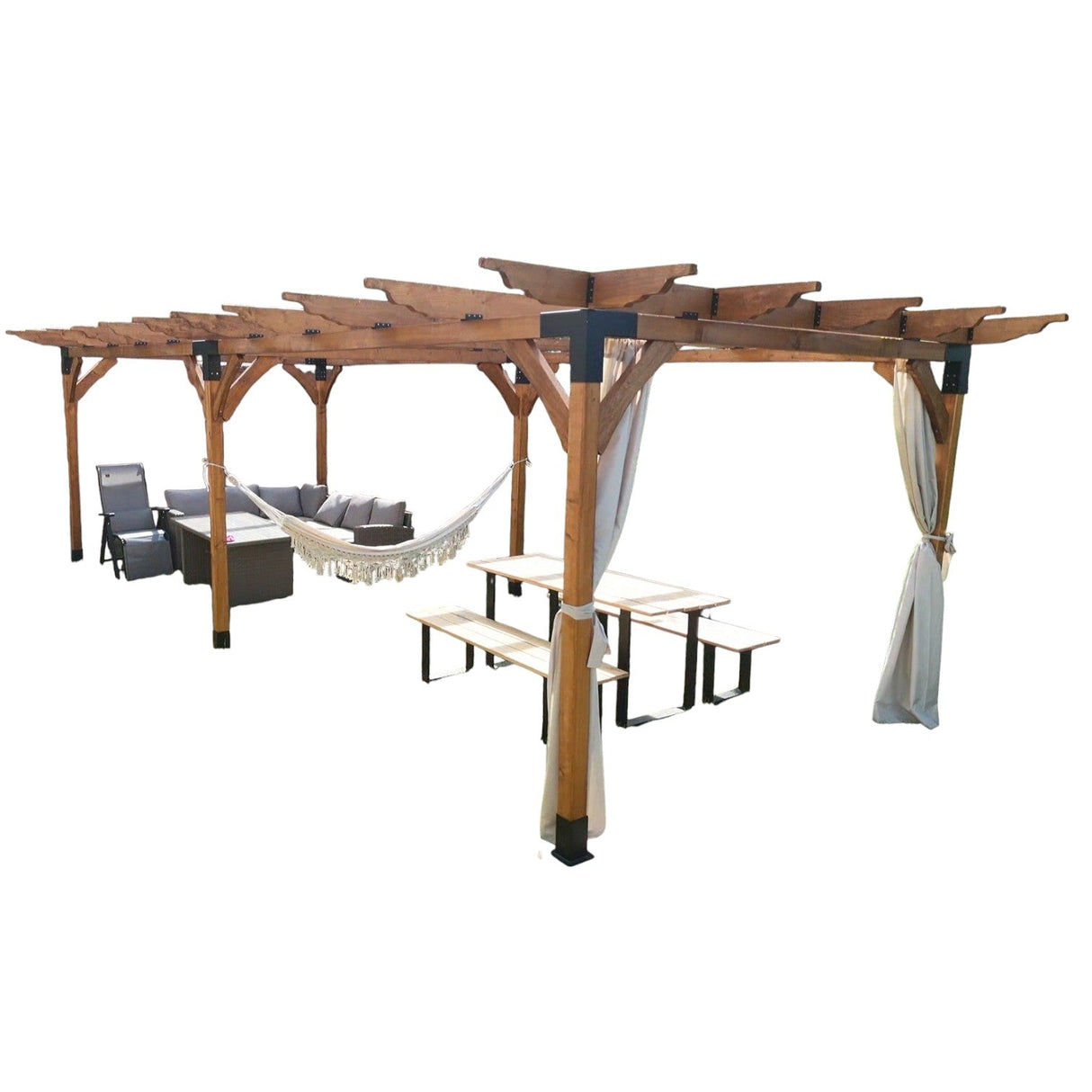 Pergola foisor pavilion lemn pentru gradina sau curte, conectori metalici, umbrar curte - BUZ.RO