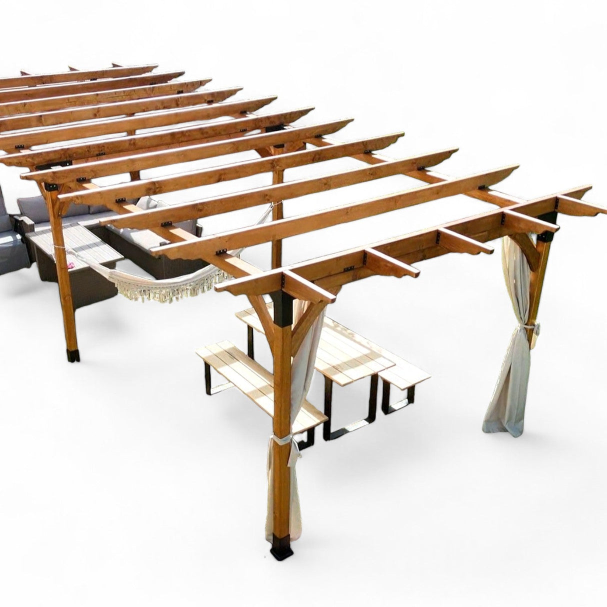 Pergola foisor pavilion lemn pentru gradina sau curte, conectori metalici, umbrar curte - BUZ.RO