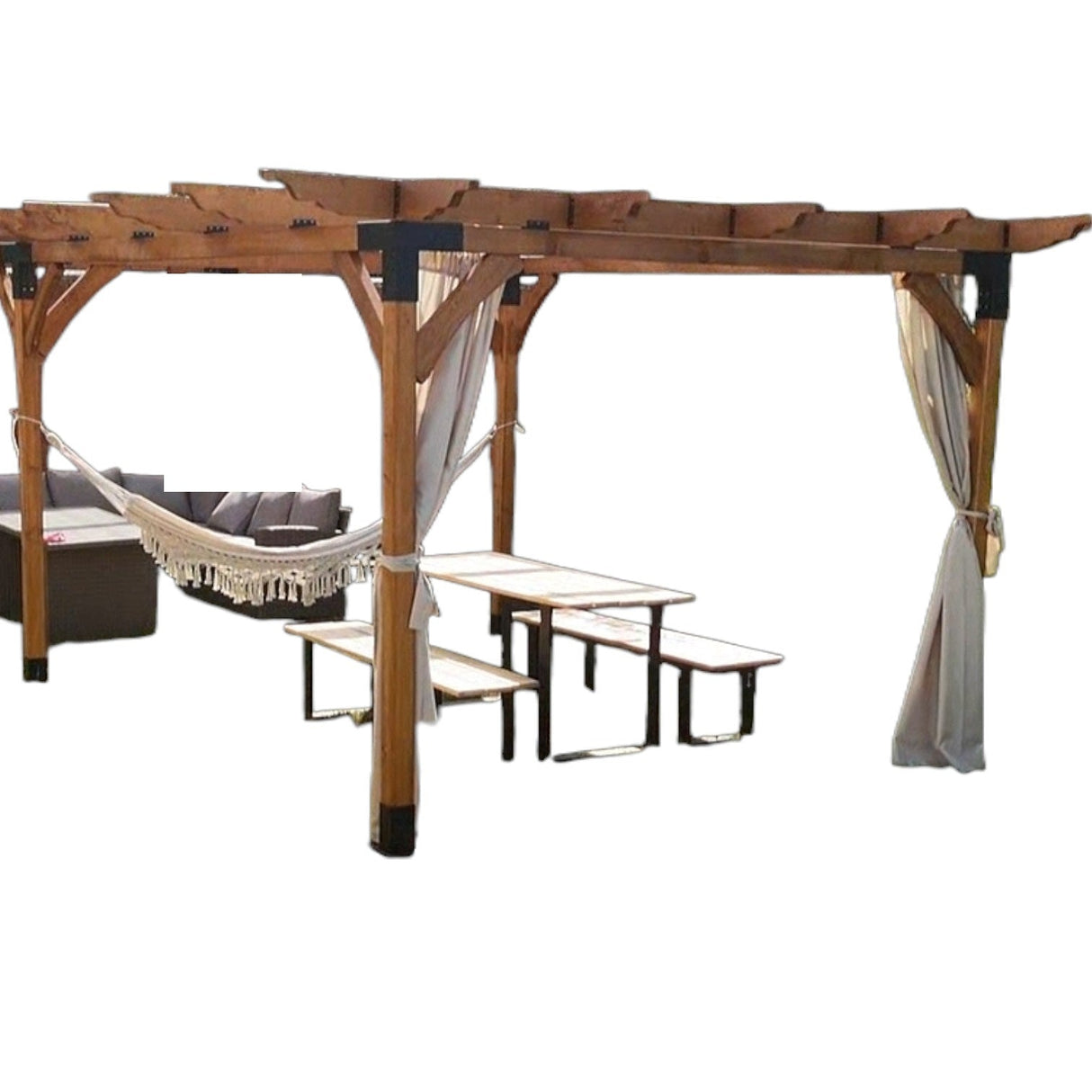 Pergola foisor pavilion lemn pentru gradina sau curte, conectori metalici, umbrar curte - BUZ.RO