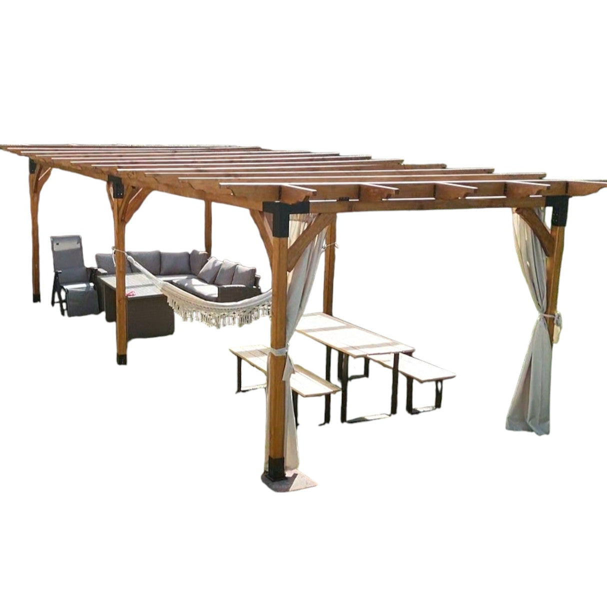 Pergola foisor pavilion lemn pentru gradina sau curte, conectori metalici, umbrar curte - BUZ.RO