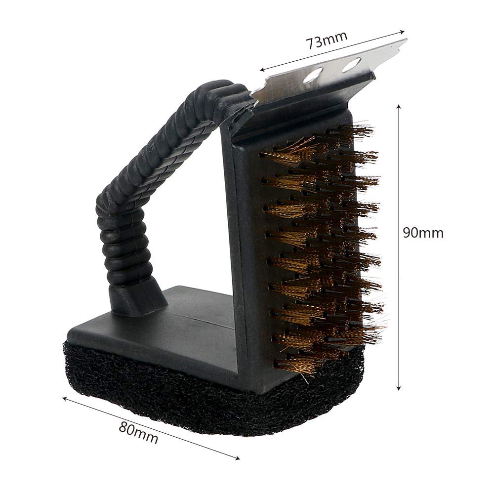 Perie curatare gratar| Kinghoff| Maner ergonomic| Compatibilitate universala| 3 in 1|perie sarma|spatula|burete - BUZ.RO