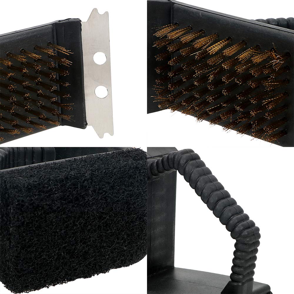 Perie curatare gratar| Kinghoff| Maner ergonomic| Compatibilitate universala| 3 in 1|perie sarma|spatula|burete - BUZ.RO