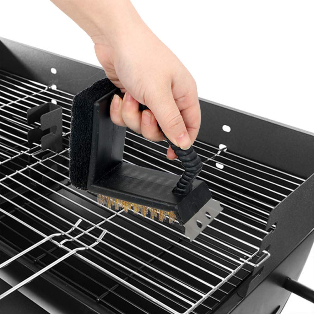 Perie curatare gratar| Kinghoff| Maner ergonomic| Compatibilitate universala| 3 in 1|perie sarma|spatula|burete - BUZ.RO