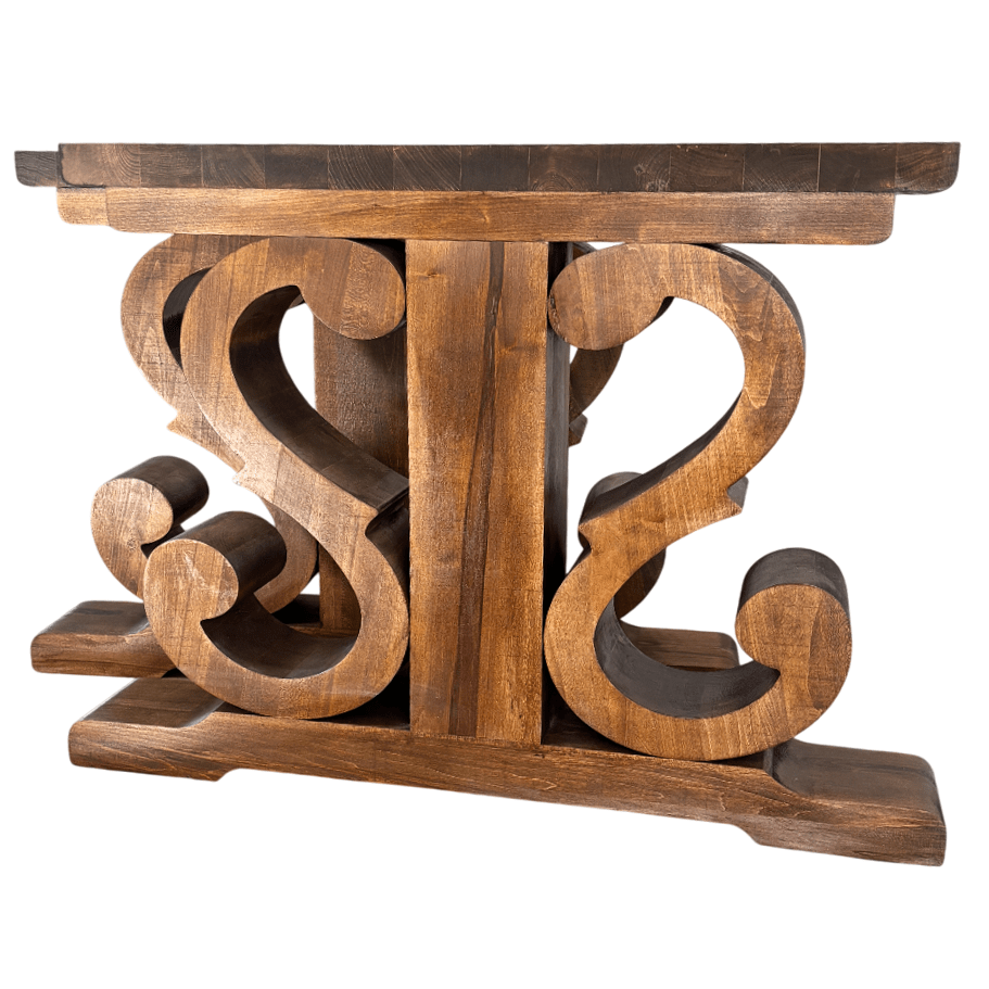 Picioare masa lemn, set 2 bucati, mobilier dining, model rustic, tei, 92x 71 cm - BUZ.RO