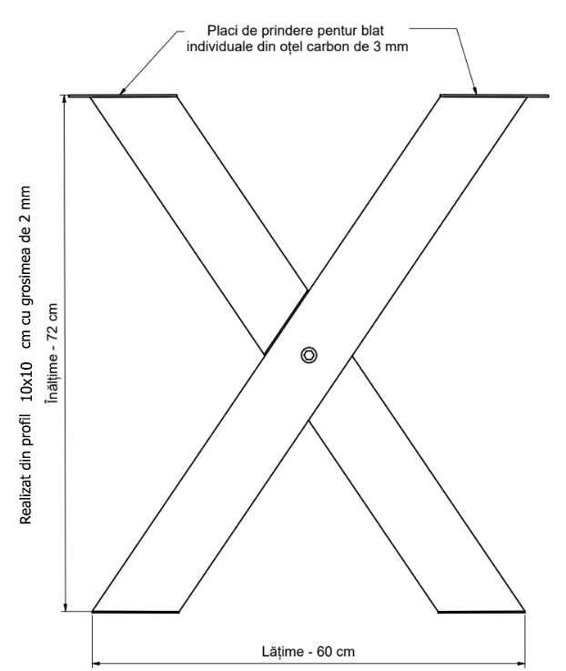 Picioare metalice masa, set metal, 2 bucati, mobilier dining, 60x8x73 CM