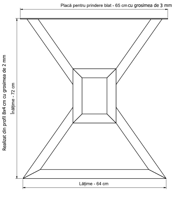 Picioare metalice masa, set metal, 2 bucati, mobilier dining, 65x8x72 CM