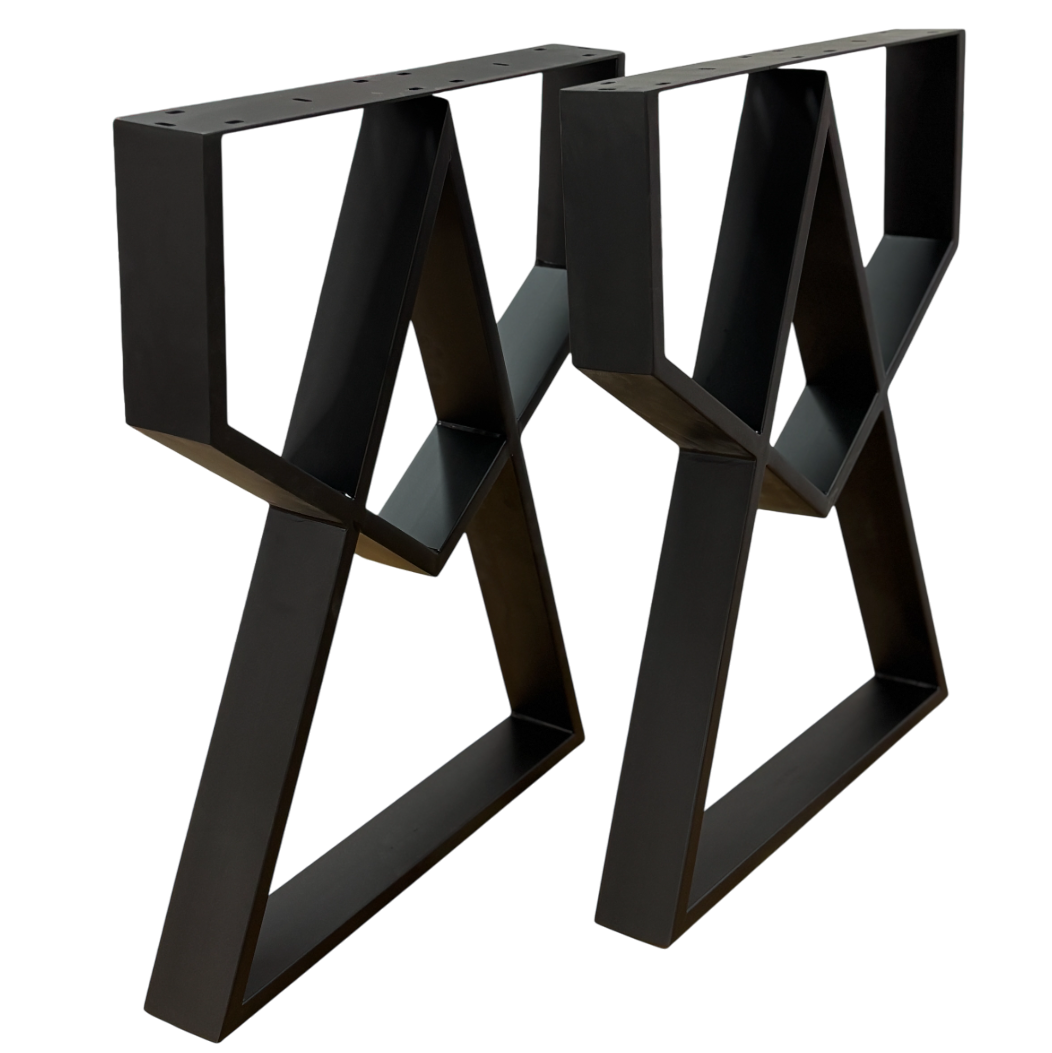 Picioare metalice masa, set metal, 2 bucati, mobilier dining, 60cm x8 cm x72cm NEGRU