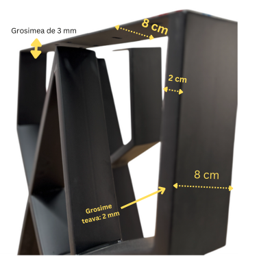 Picioare metalice masa, set metal, 2 bucati, mobilier dining, 60cm x8 cm x72cm NEGRU