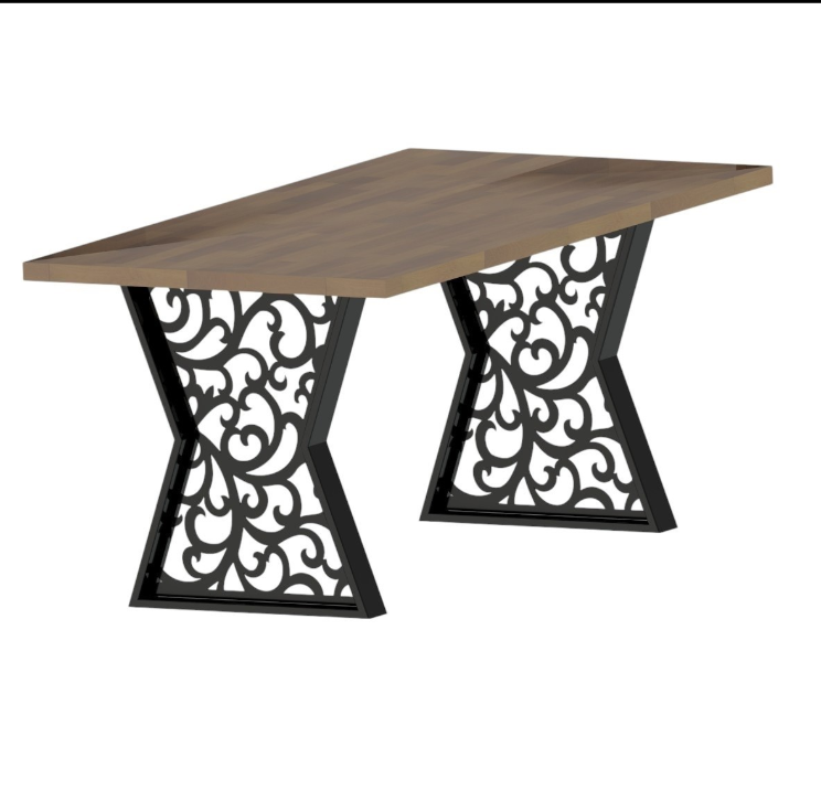 Picioare metalice masa, set metal, 2 bucati, mobilier dining, 65 x 8 x 73 cm  NEGRU