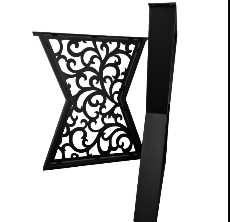 Picioare metalice masa, set metal, 2 bucati, mobilier dining, 65 x 8 x 73 cm  NEGRU