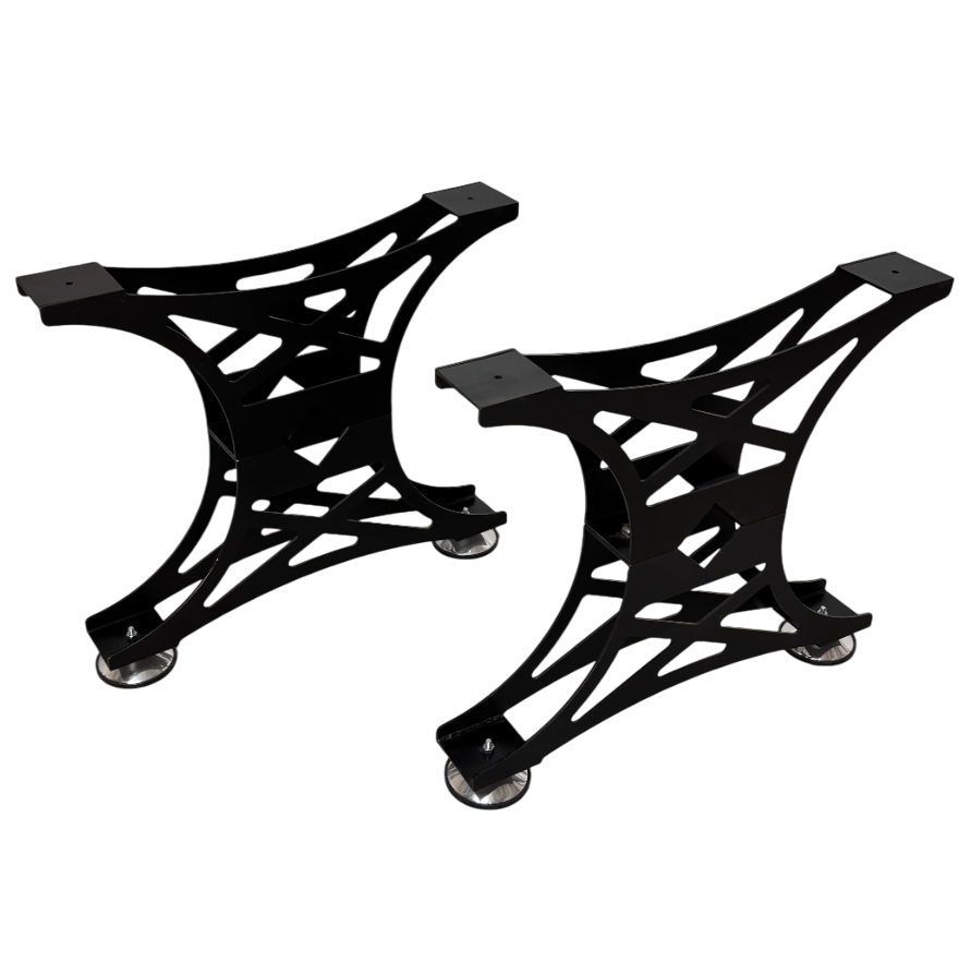 Picioare metalice masa, set metal, 2 bucati, mobilier dining, NEGRU