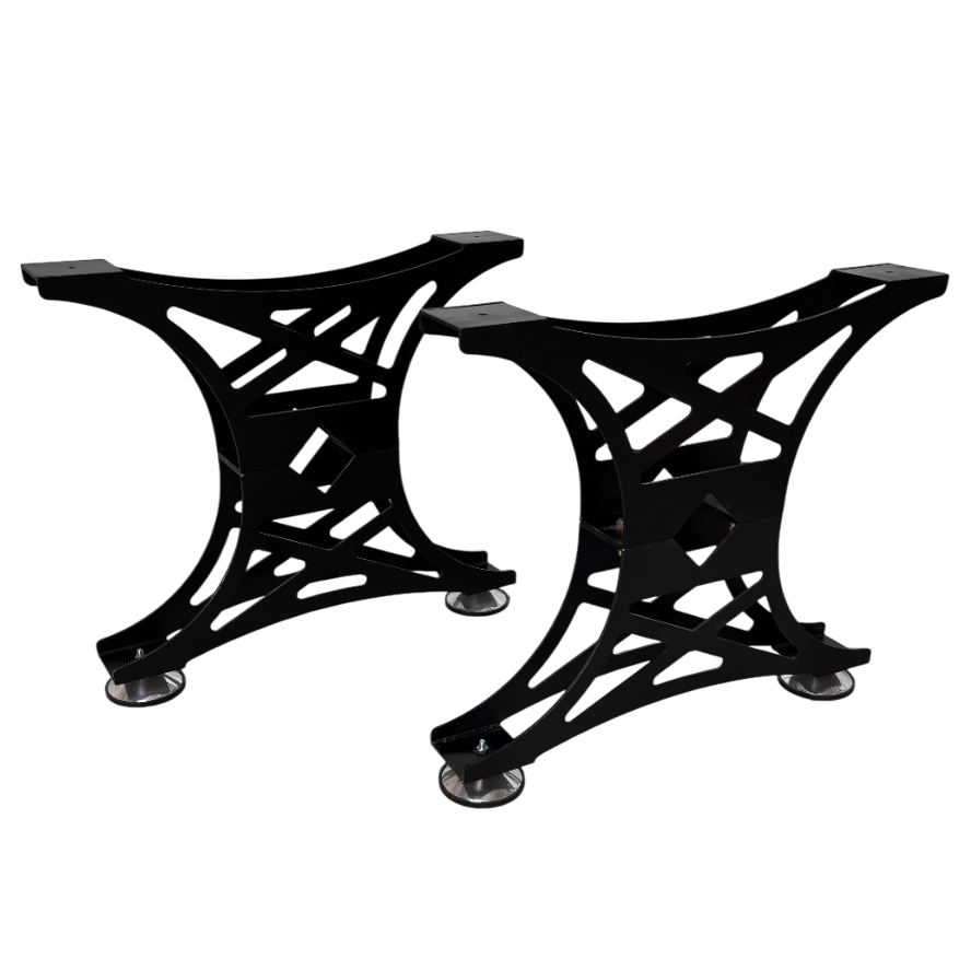 Picioare metalice masa, set metal, 2 bucati, mobilier dining, NEGRU