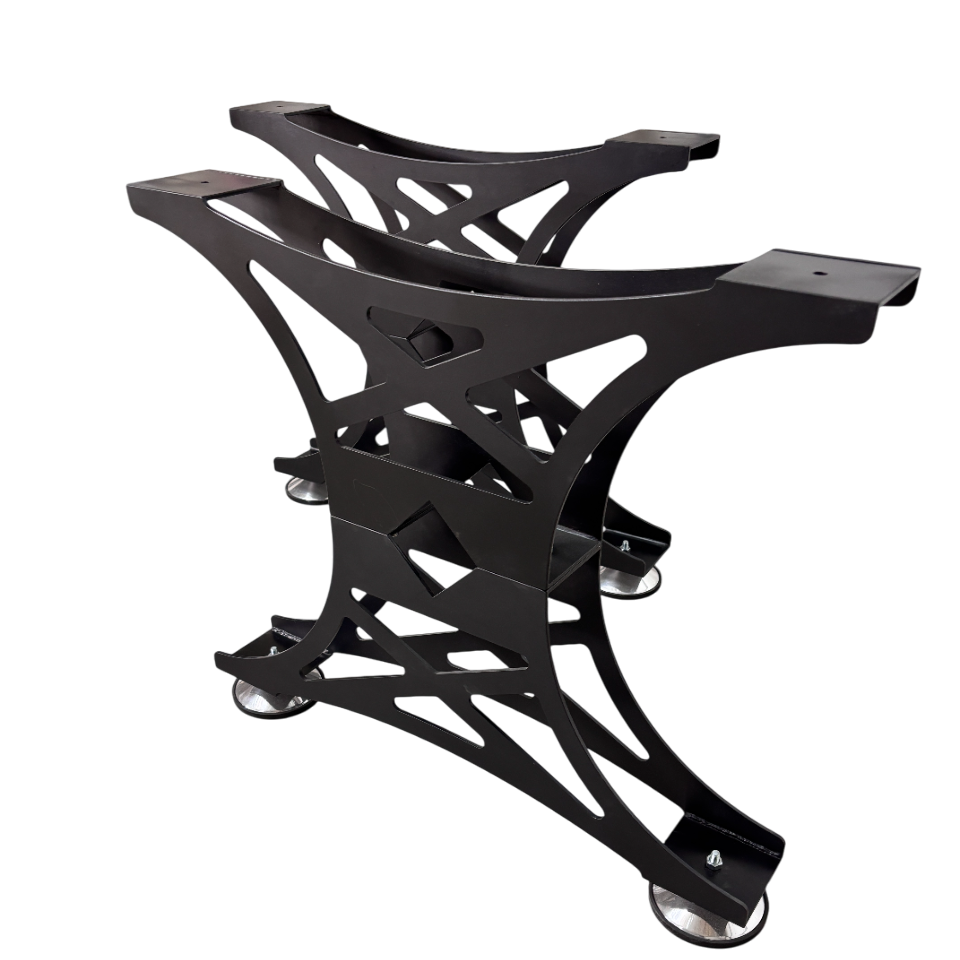Picioare metalice masa, set metal, 2 bucati, mobilier dining, NEGRU