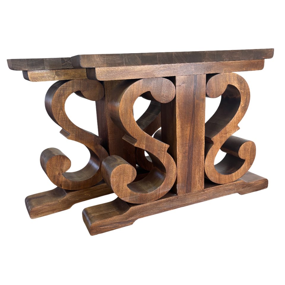 Picioare masa lemn, set 2 bucati, mobilier dining, model rustic, tei,  92x 71 cm