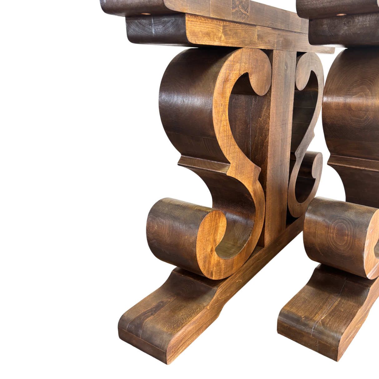 Picioare masa lemn, set 2 bucati, mobilier dining, model rustic, tei,  92x 71 cm