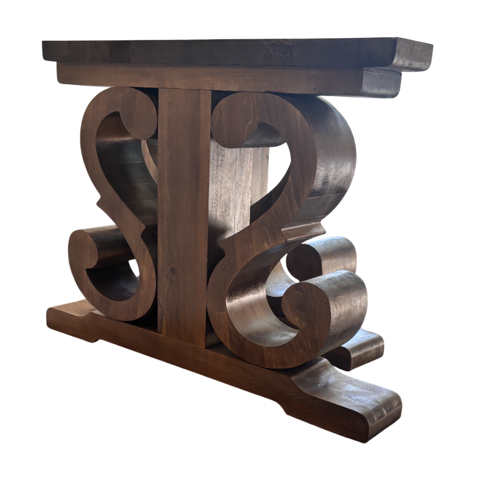 Picioare masa lemn, set 2 bucati, mobilier dining, model rustic, tei,  92x 71 cm