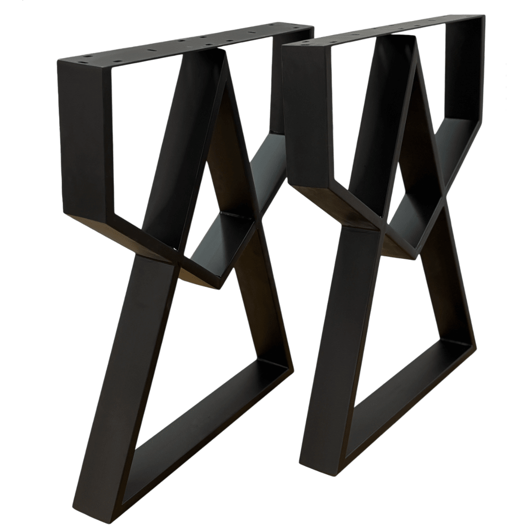 Picioare metalice masa, set metal, 2 bucati, mobilier dining, 60cm x8 cm x72cm NEGRU - BUZ.RO