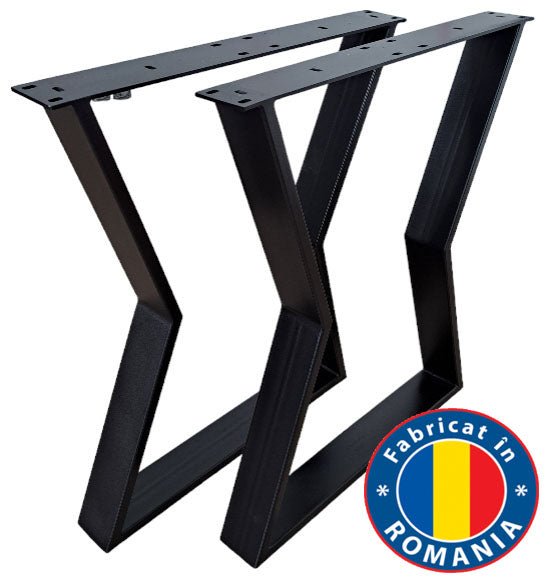 Picioare metalice masa, set metal, 2 bucati, mobilier dining, 65 x 73 x 8 cm - BUZ.RO