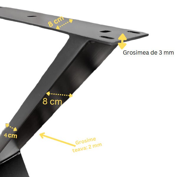 Picioare metalice masa, set metal, 2 bucati, mobilier dining, 65x8x72 cm - BUZ.RO