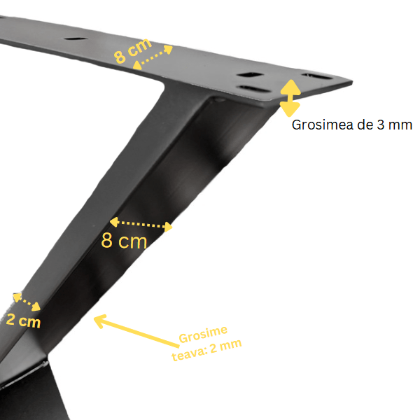 Picioare metalice masa, set metal, 2 bucati, mobilier dining, 65x8x73 cm - BUZ.RO