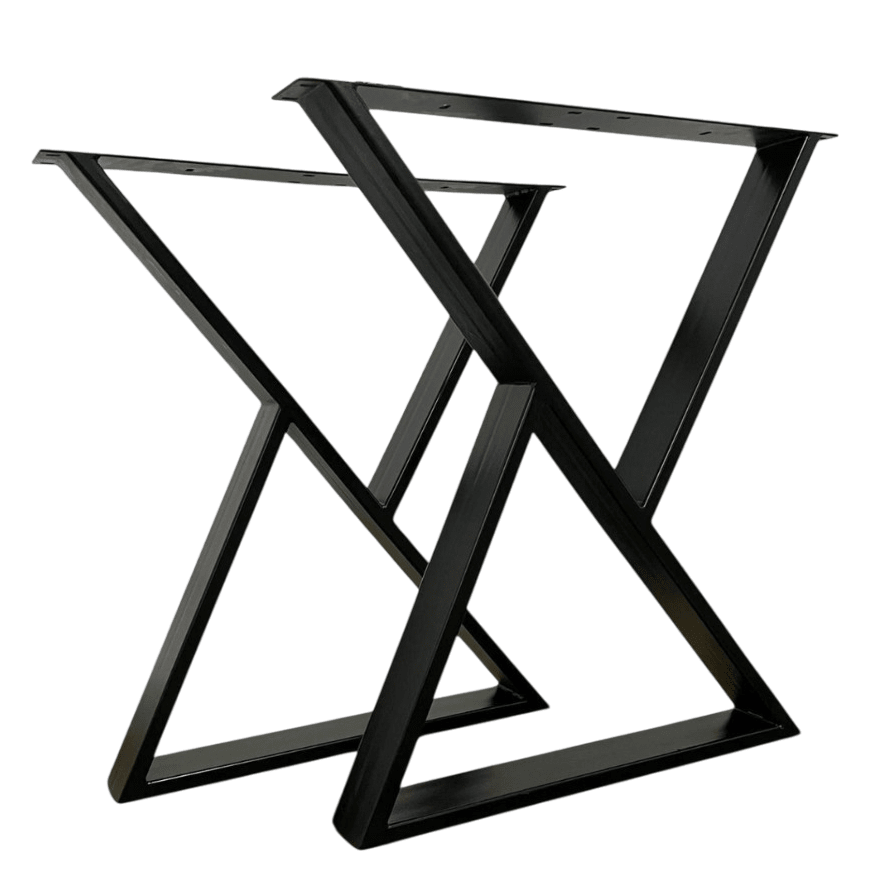 Picioare metalice masa, set metal, 2 bucati, mobilier dining, 65x8x73 cm NEGRU - BUZ.RO