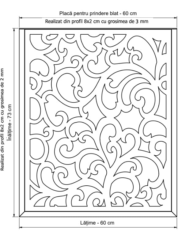 Picioare metalice , set 2 picioare ,negre ,albe , aurii , vopsite ,finisate , 60x71,8x60cm - BUZ.RO