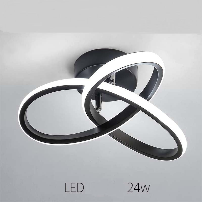 Lustra led, plafoniera led, aluminiu, 22W, 3 tipuri de lumina, diametru 24 cm, 220V, 1800Lm, negru